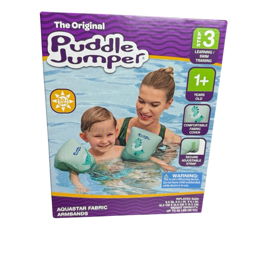 Puddle Jumper Original Kids Swim Armbands Green Dinosaur Design Adjustable